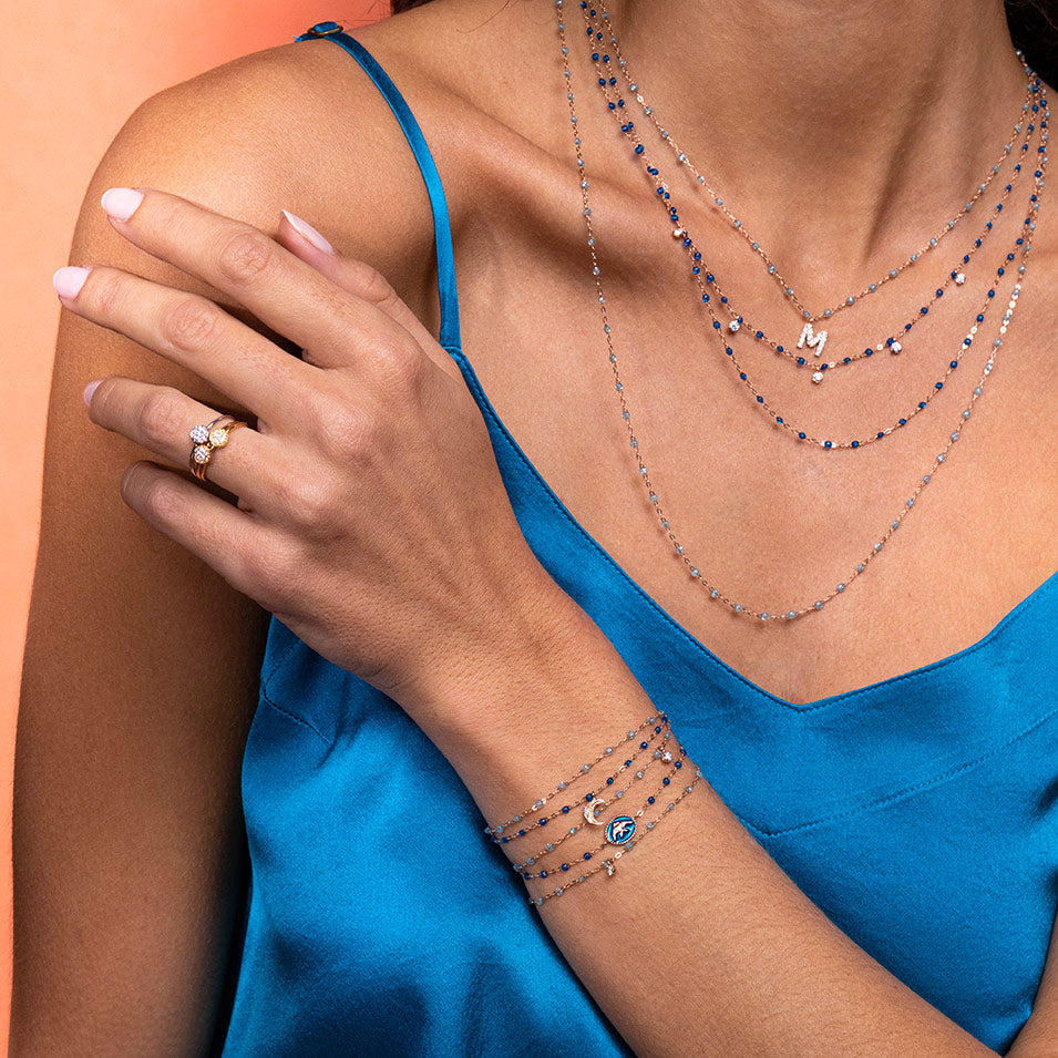 Gigi Clozeau - Collier saphir Classique Gigi, or rose, 42 cm