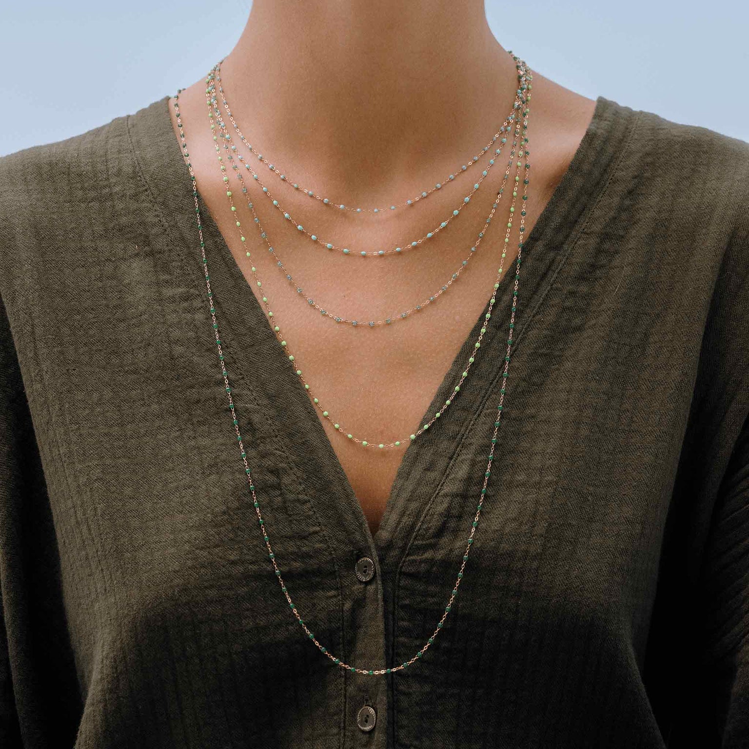 gigi clozeau - Collier glacier Classique Gigi, or rose, 42 cm