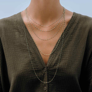 Gigi Clozeau - Sautoir émeraude Classique Gigi, or rose, 86 cm