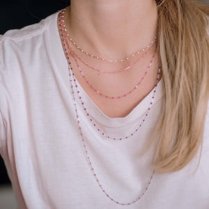 Gigi Clozeau - Sautoir violet Classique Gigi, or rose, 60 cm