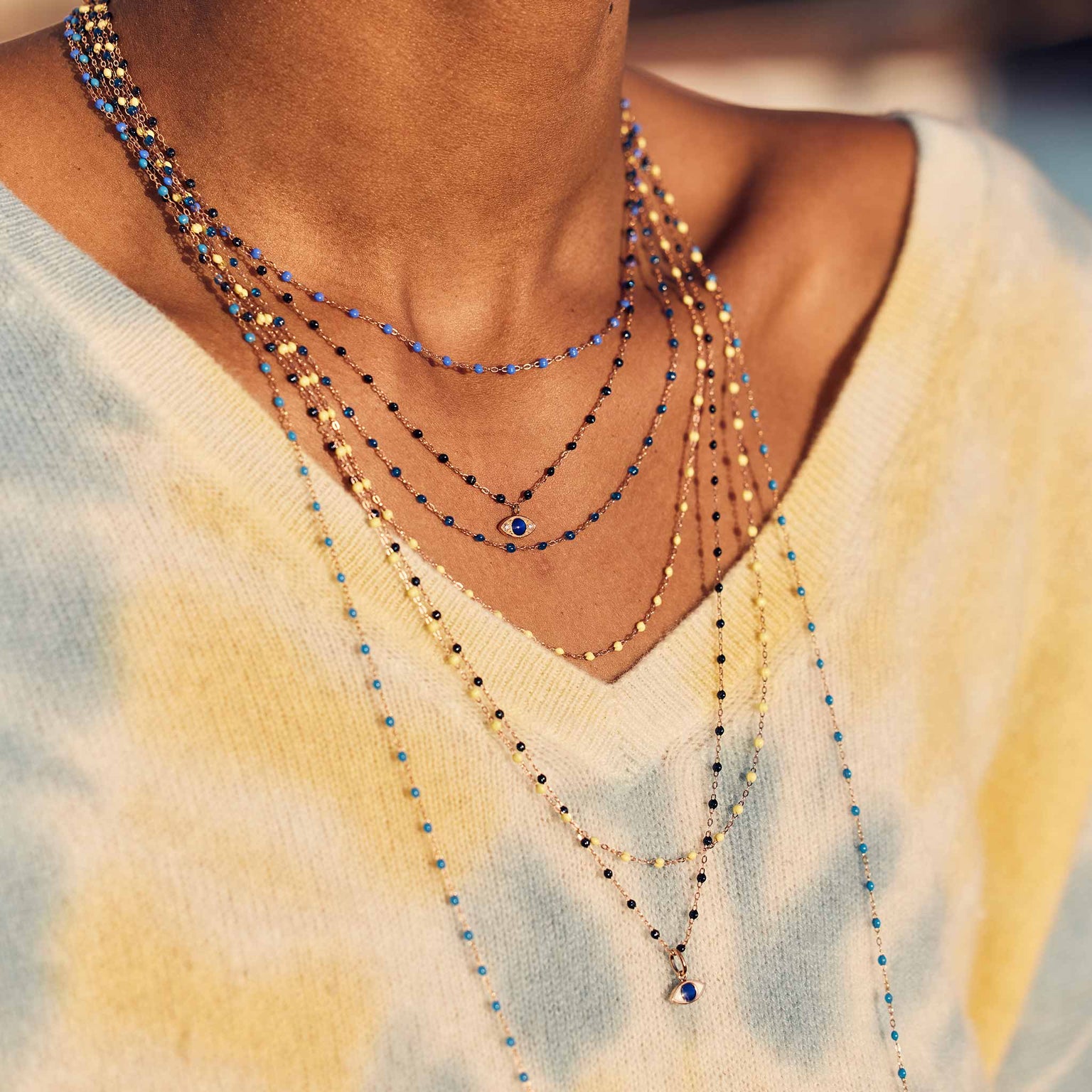 Gigi Clozeau - Sautoir noir Classique Gigi, or rose