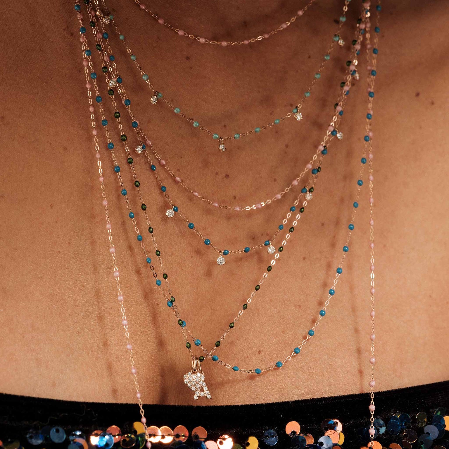 Gigi Clozeau - Pendentif In Love, diamants, or rose