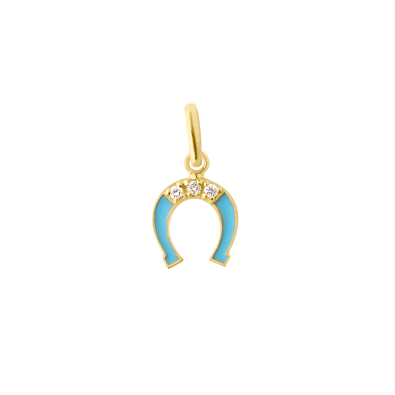 Gigi Clozeau - Pendentif Fer à cheval résine turquoise, diamant, or jaune