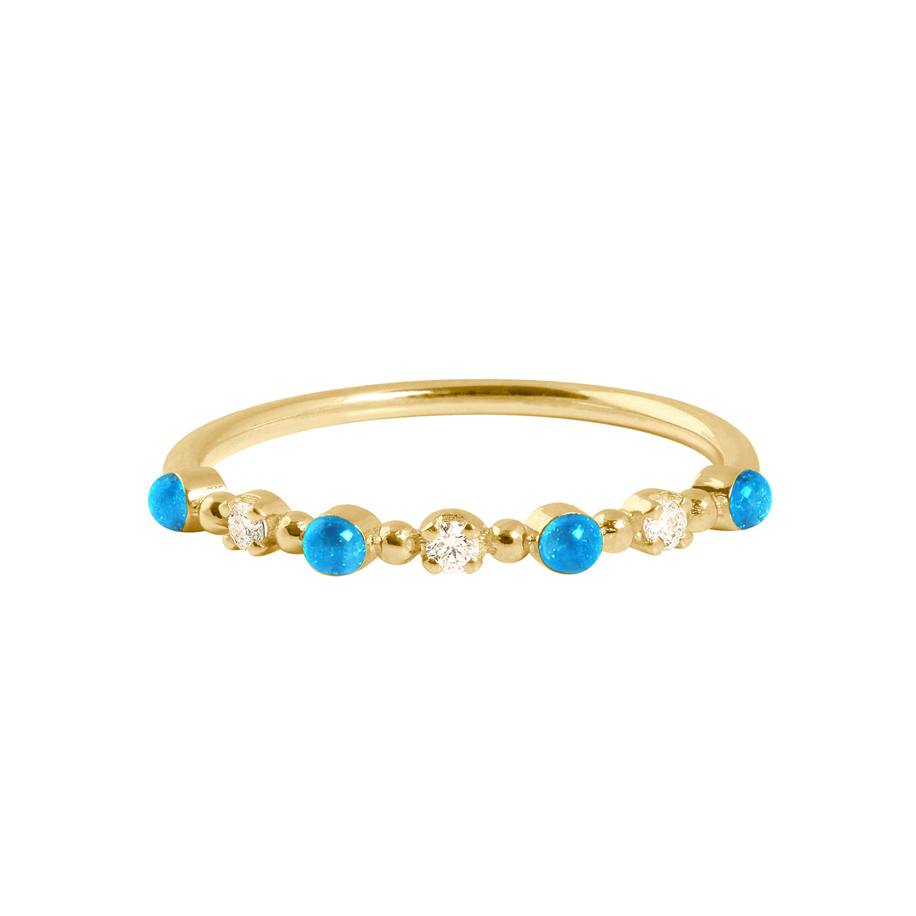 Gigi Clozeau - Bague azur Classique Gigi, 3 diamants, or jaune, T 53