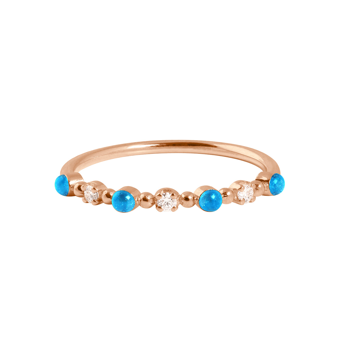 Gigi Clozeau - Bague azur Classique Gigi, 3 diamants, or rose, T 51