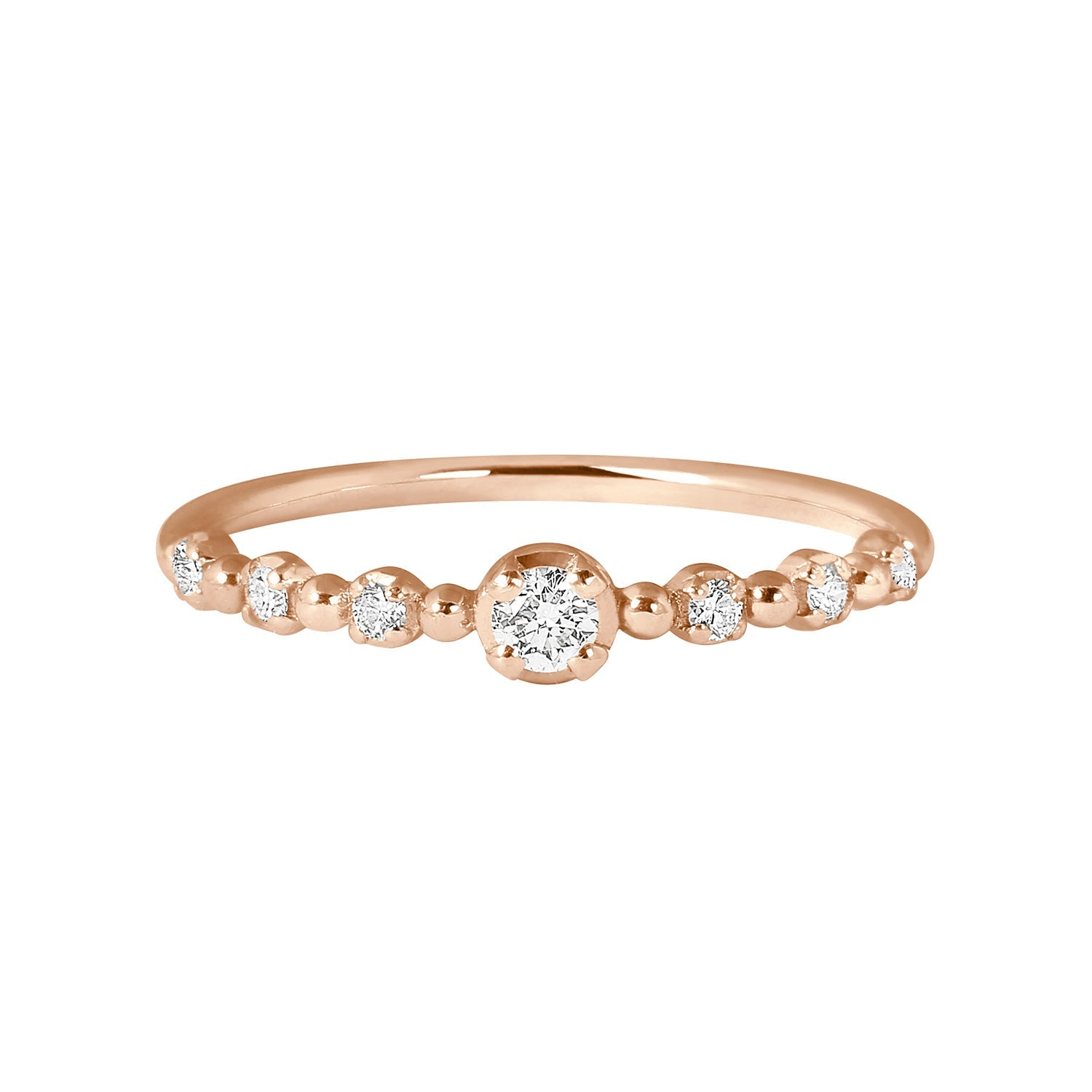 Gigi Clozeau - Bague Solitaire Gigi, diamants, or rose, T 51
