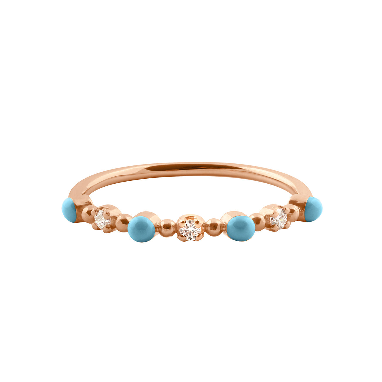 Gigi Clozeau - Bague turquoise Classique Gigi, 3 diamants, or rose, T 49