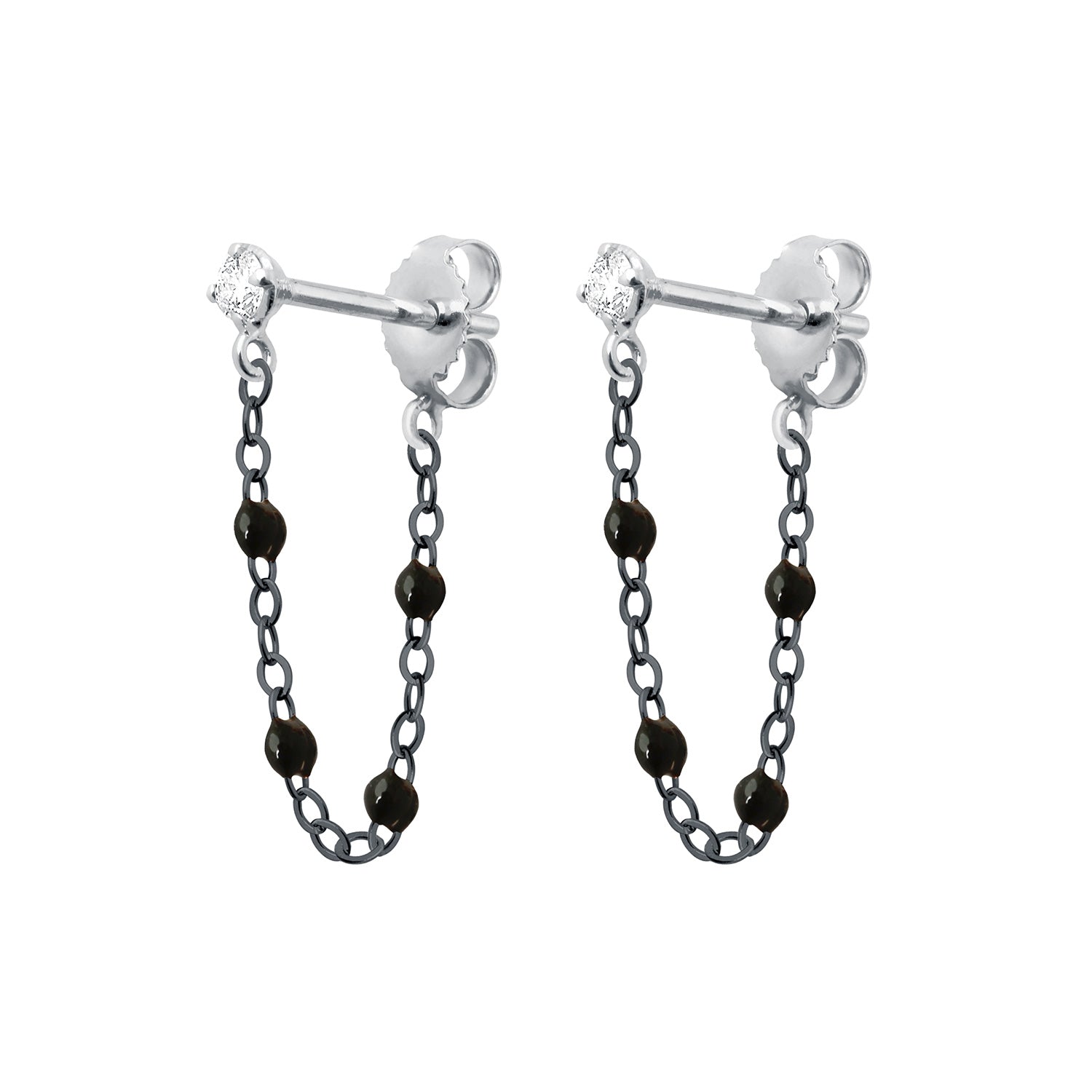 Gigi Clozeau - Boucles d'oreilles noire Gigi Suprême, or noir et blanc, diamants
