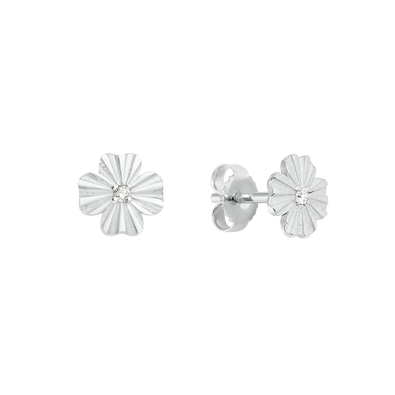 Gigi Clozeau - Boucles d'oreilles Trèfle Lumière, diamants, or blanc