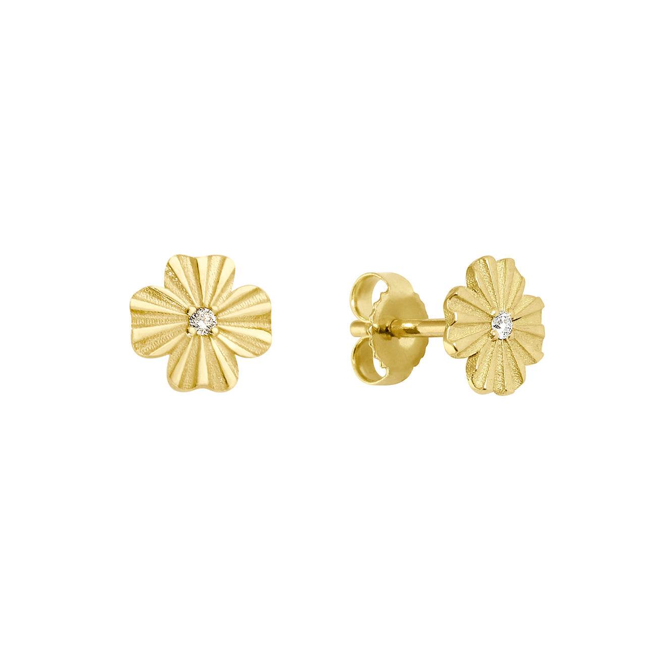Gigi Clozeau - Boucles d'oreilles Trèfle Lumière, diamants, or jaune