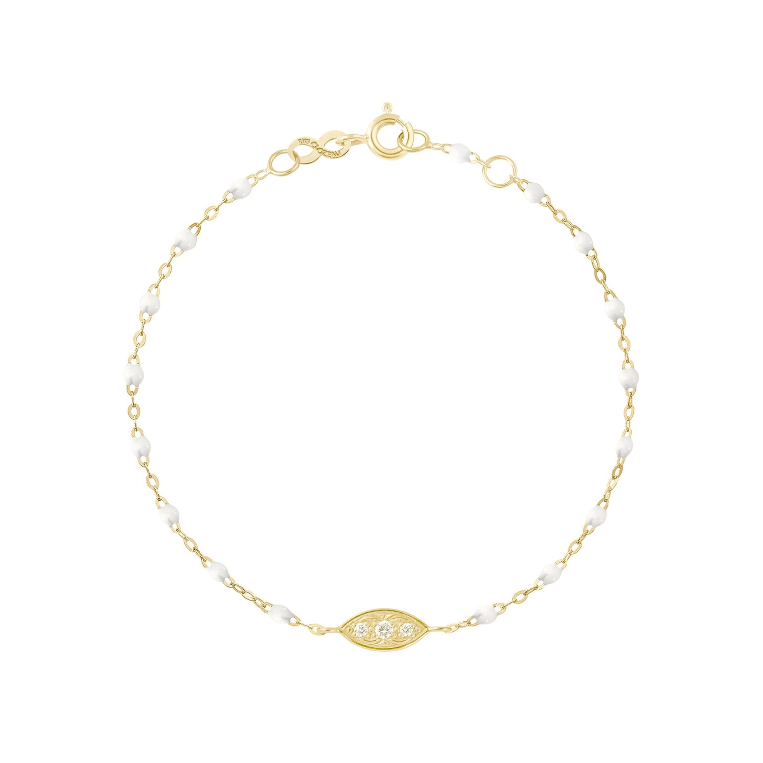 Gigi Clozeau - Bracelet blanc Clin d’œil diamants, or jaune, 17 cm
