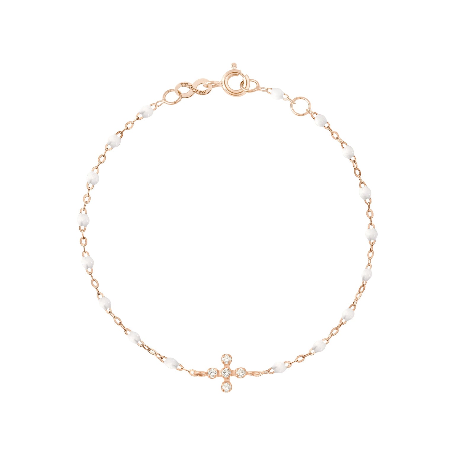 Gigi Clozeau - Bracelet blanc Spark diamants, or rose, 17 cm