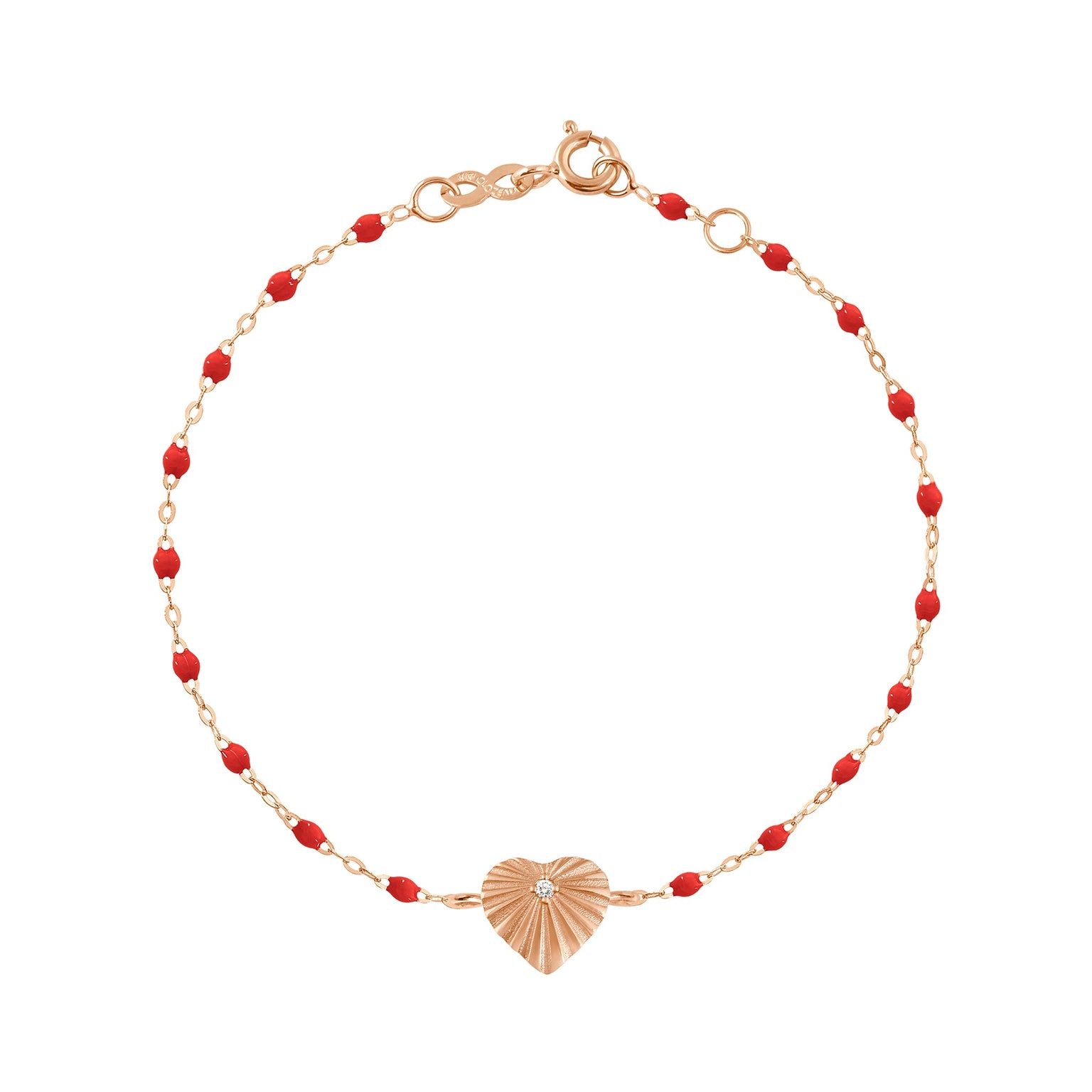 Gigi Clozeau - Bracelet coquelicot Cœur Lumière, diamant, or rose, 17 cm