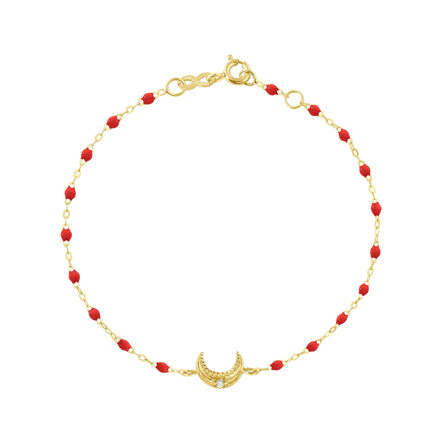 Gigi Clozeau - Bracelet coquelicot Lune, diamant, or jaune, 17 cm