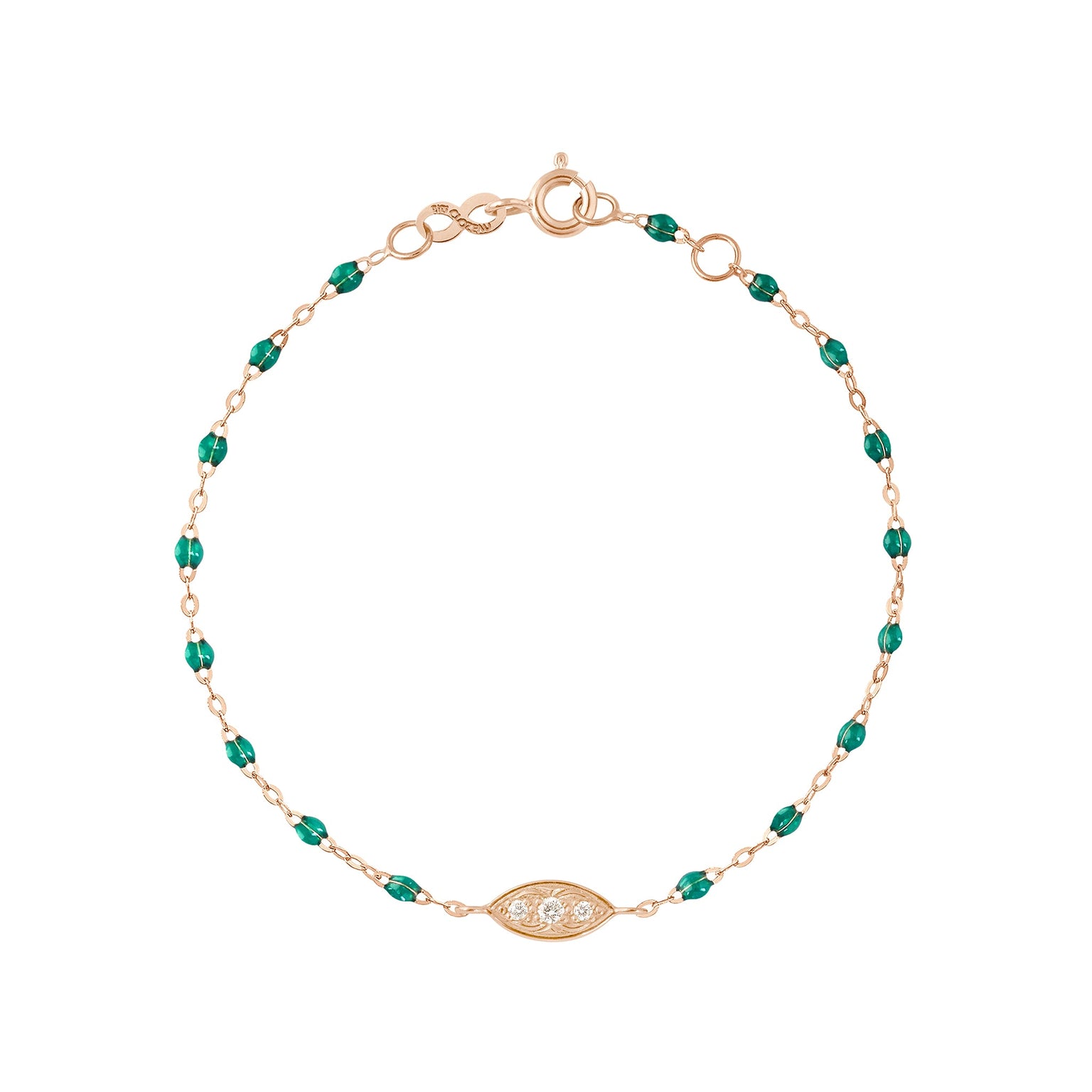 Gigi Clozeau - Bracelet émeraude Clin d’œil diamants, or rose, 17 cm