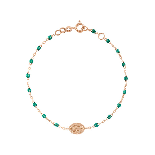 Gigi Clozeau - Bracelet émeraude Madone or rose, 17 cm 
