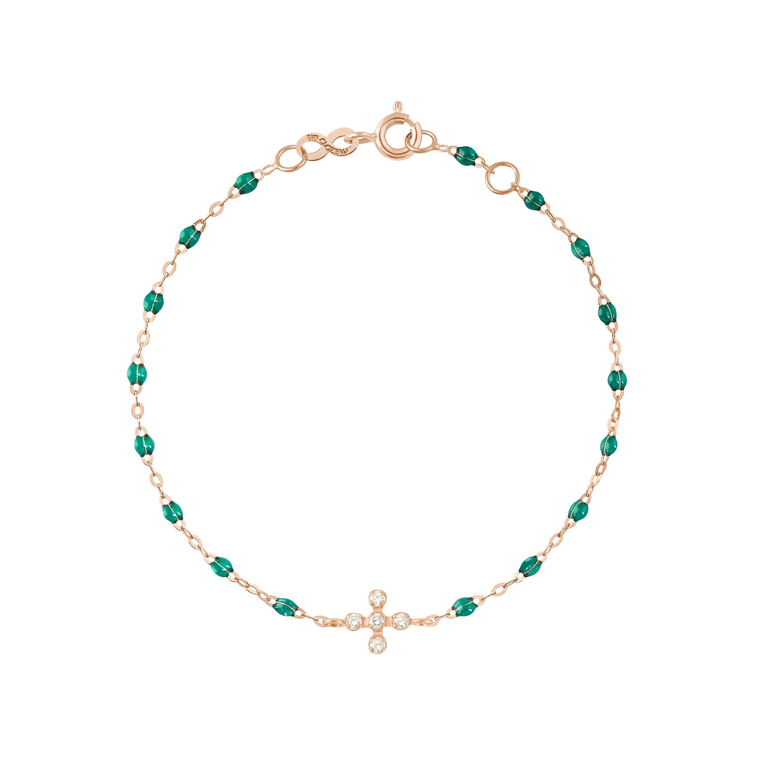 Gigi Clozeau - Bracelet émeraude Spark diamants, or rose, 17 cm