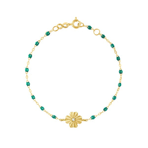 Gigi Clozeau - Bracelet émeraude Trèfle Lumière, diamant, or jaune, 17 cm