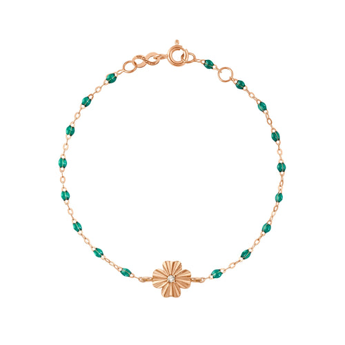 Gigi Clozeau - Bracelet émeraude Trèfle Lumière, diamant, or rose, 17 cm