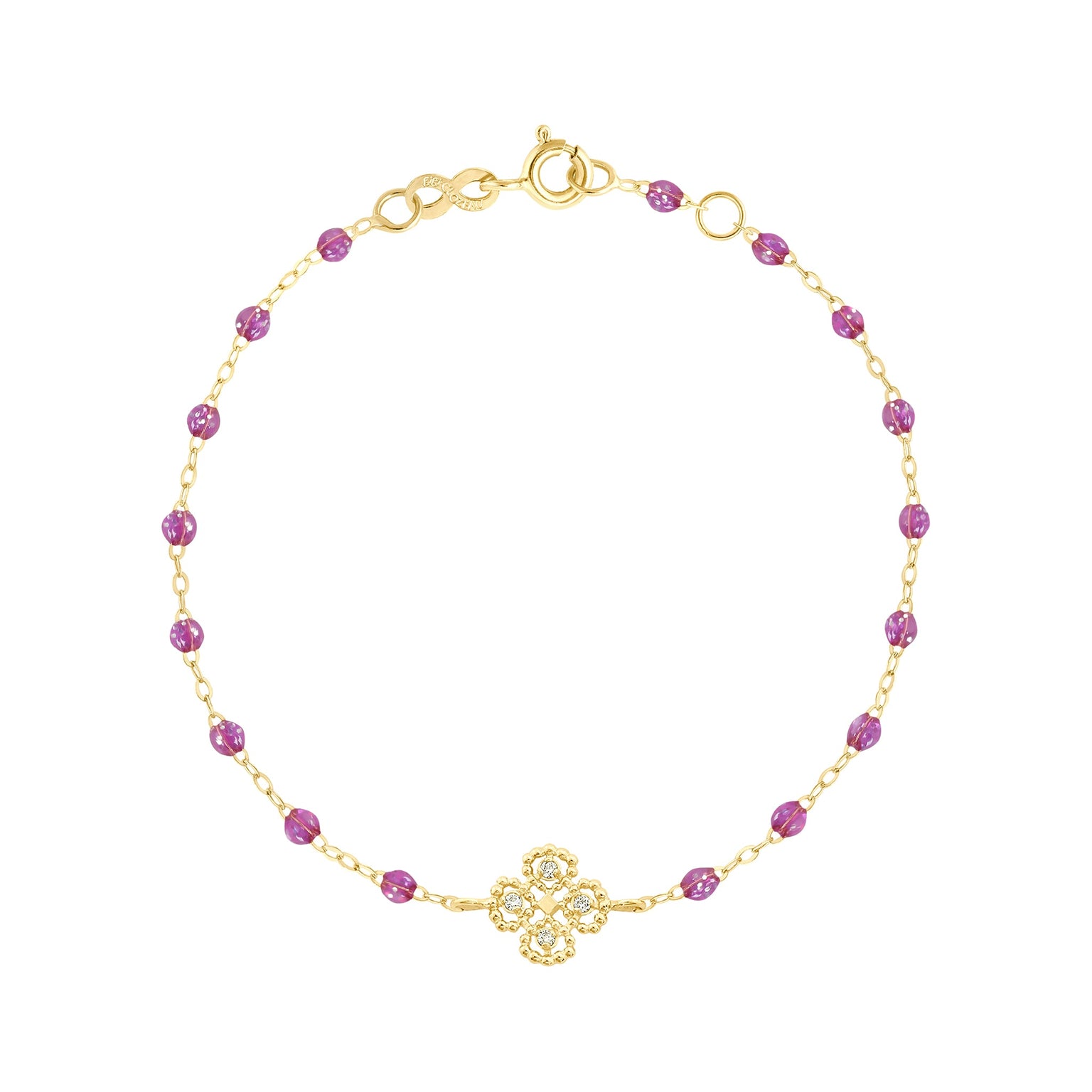 Gigi Clozeau - Bracelet galaxy Lucky Trèfle, diamants, or jaune, 17 cm