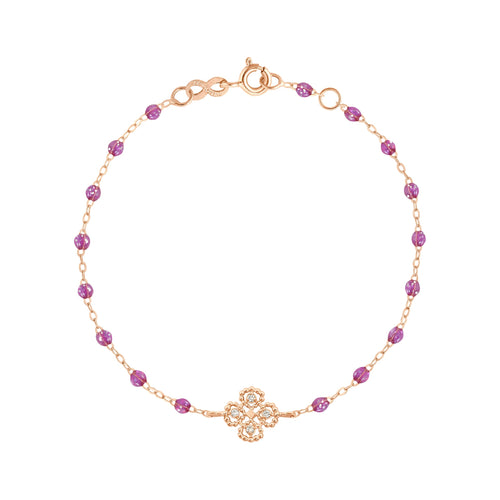 Gigi Clozeau - Bracelet galaxy Lucky Trèfle, diamants, or rose, 17 cm