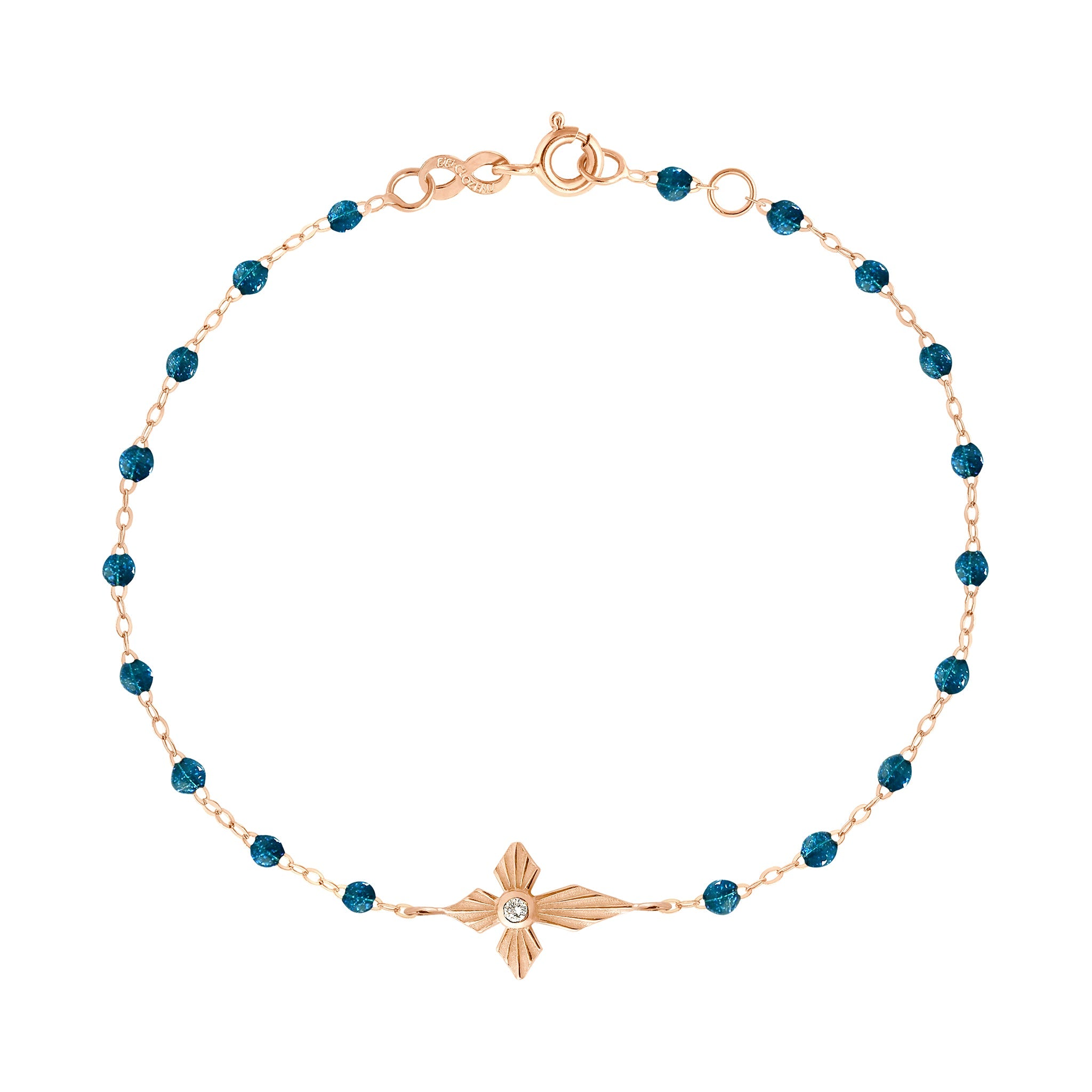 Gigi Clozeau - Bracelet jungle Croix Lumière, diamants, or rose, 17 cm