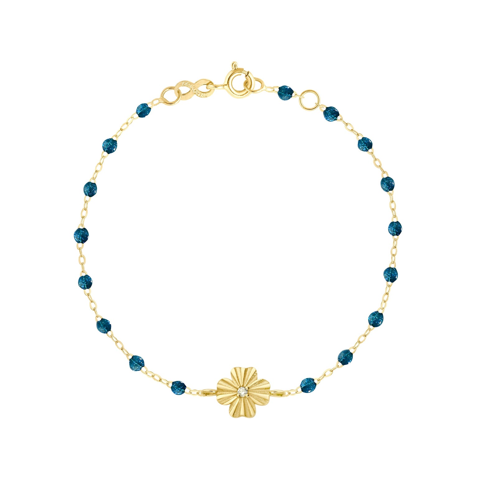 Gigi Clozeau - Bracelet jungle Trèfle Lumière, diamant, or jaune, 17 cm