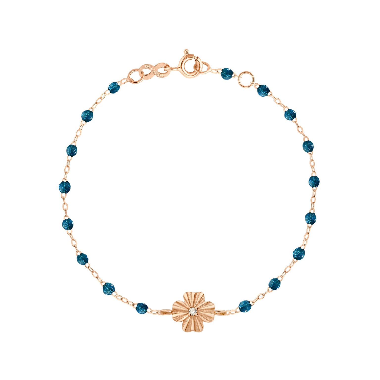 Gigi Clozeau - Bracelet jungle Trèfle Lumière, diamant, or rose, 17 cm