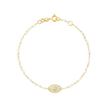Gigi Clozeau - Bracelet Karma résine blanche, or jaune, 17cm