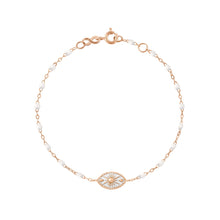 Gigi Clozeau - Bracelet Karma résine blanche, or rose, 17cm