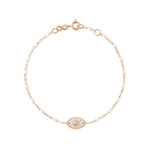 Gigi Clozeau - Bracelet Karma résine blanche, or rose, 17cm