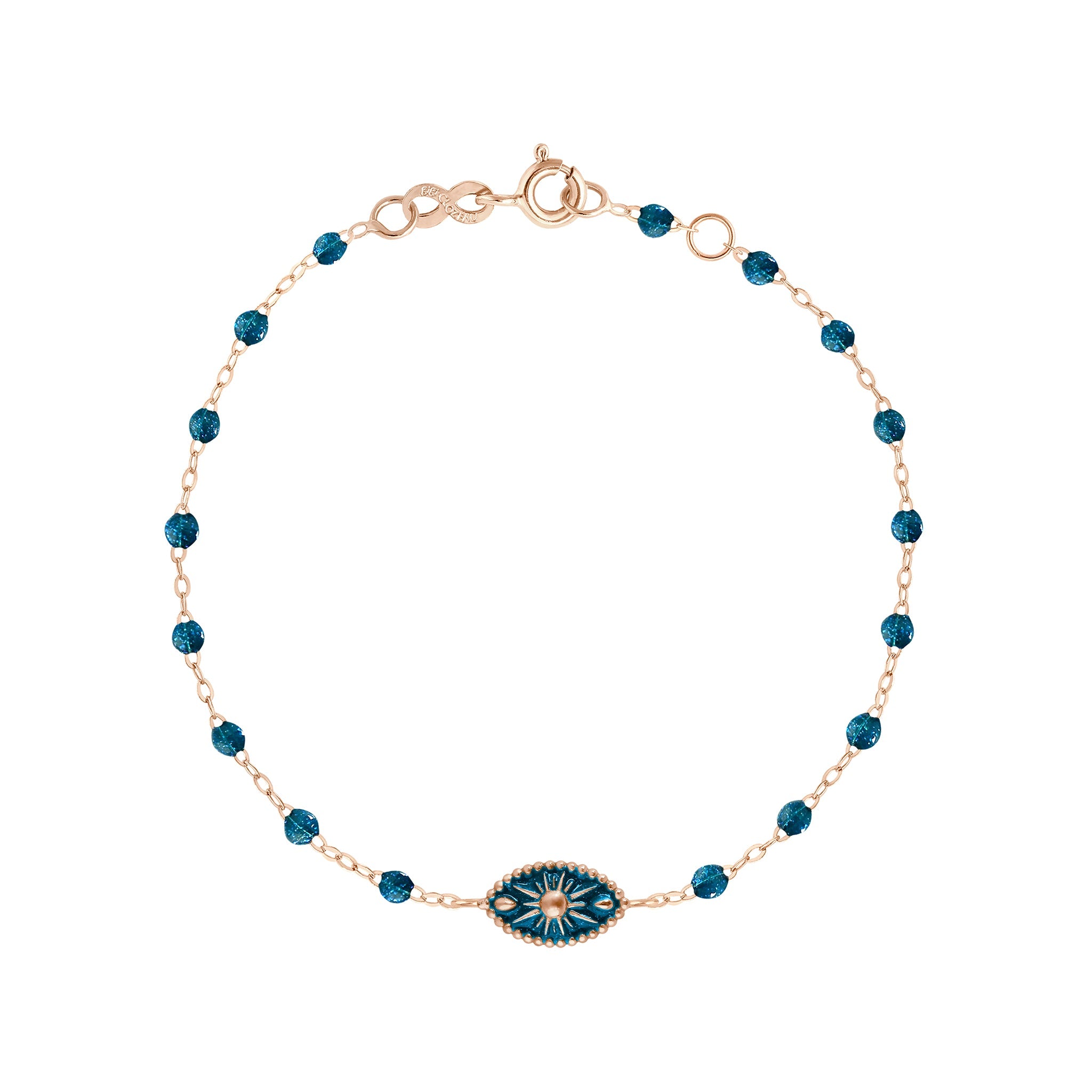 Gigi Clozeau - Bracelet Karma résine jungle, or rose, 17cm