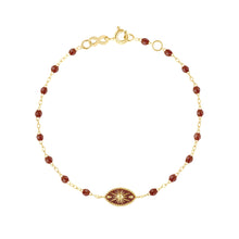 Gigi Clozeau - Bracelet Karma résine moka, or jaune, 17cm