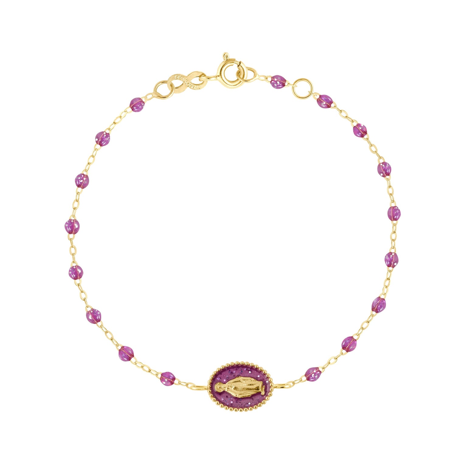 Gigi Clozeau - Bracelet Madone résine galaxy, or jaune, 17 cm