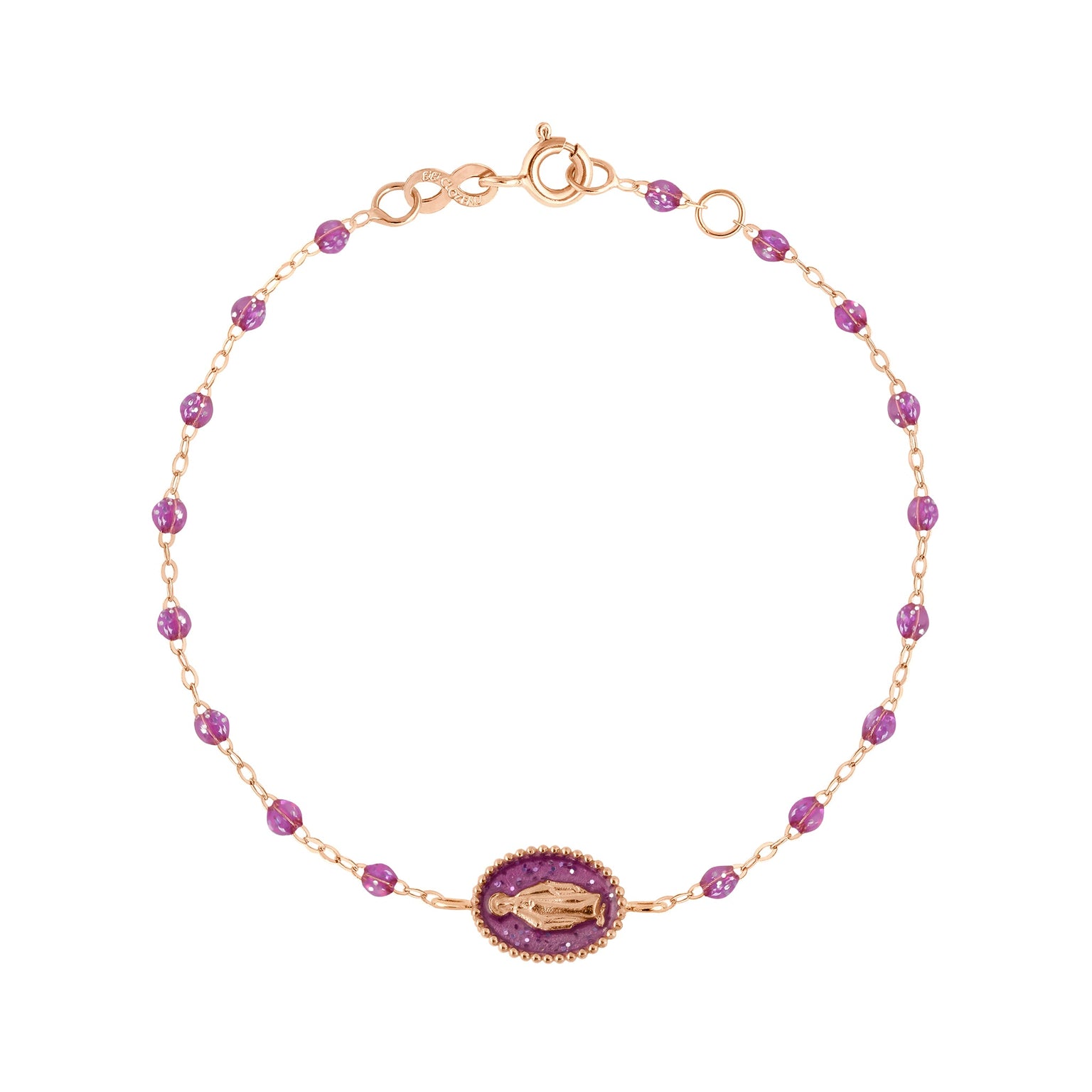 Gigi Clozeau - Bracelet Madone résine galaxy, or rose, 17 cm