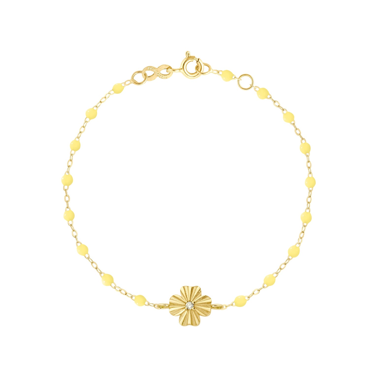 Gigi Clozeau - Bracelet mimosa Trèfle Lumière, diamant, or jaune, 17 cm