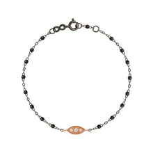 Gigi Clozeau - Bracelet noir Clin d’œil diamants, or noir et rose, 17 cm