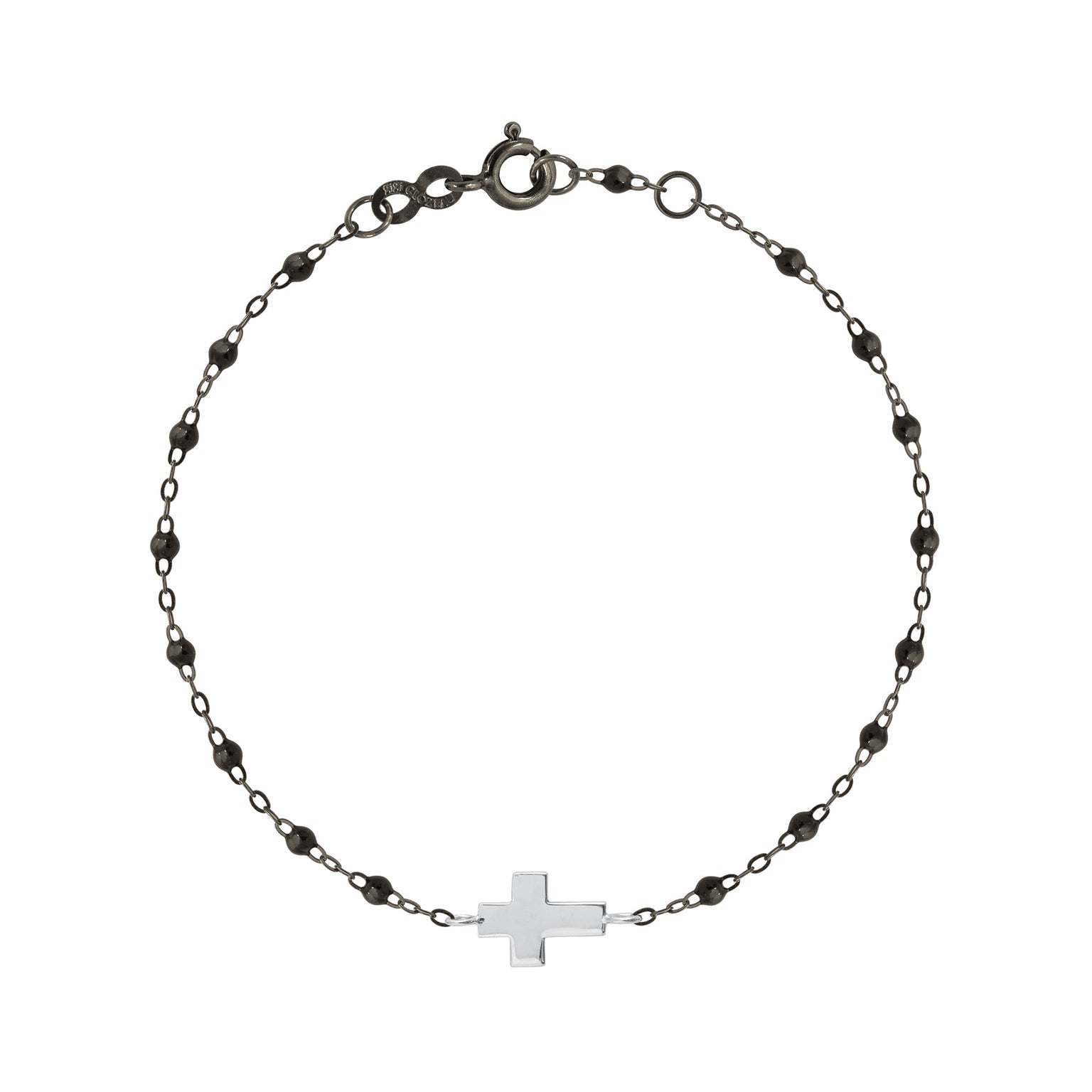 Gigi Clozeau - Bracelet noir Croix, or noir et blanc, 17 cm
