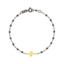 Gigi Clozeau - Bracelet noir Croix, or noir et jaune, 17 cm