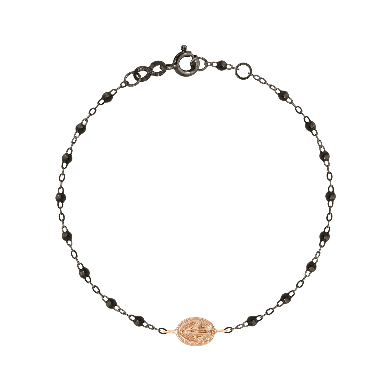 Gigi Clozeau - Bracelet noir Madone or noir et rose, 17 cm