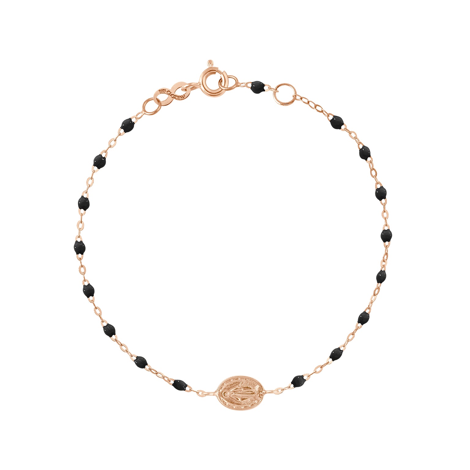 Gigi Clozeau - Bracelet noir Madone or rose, 17 cm 