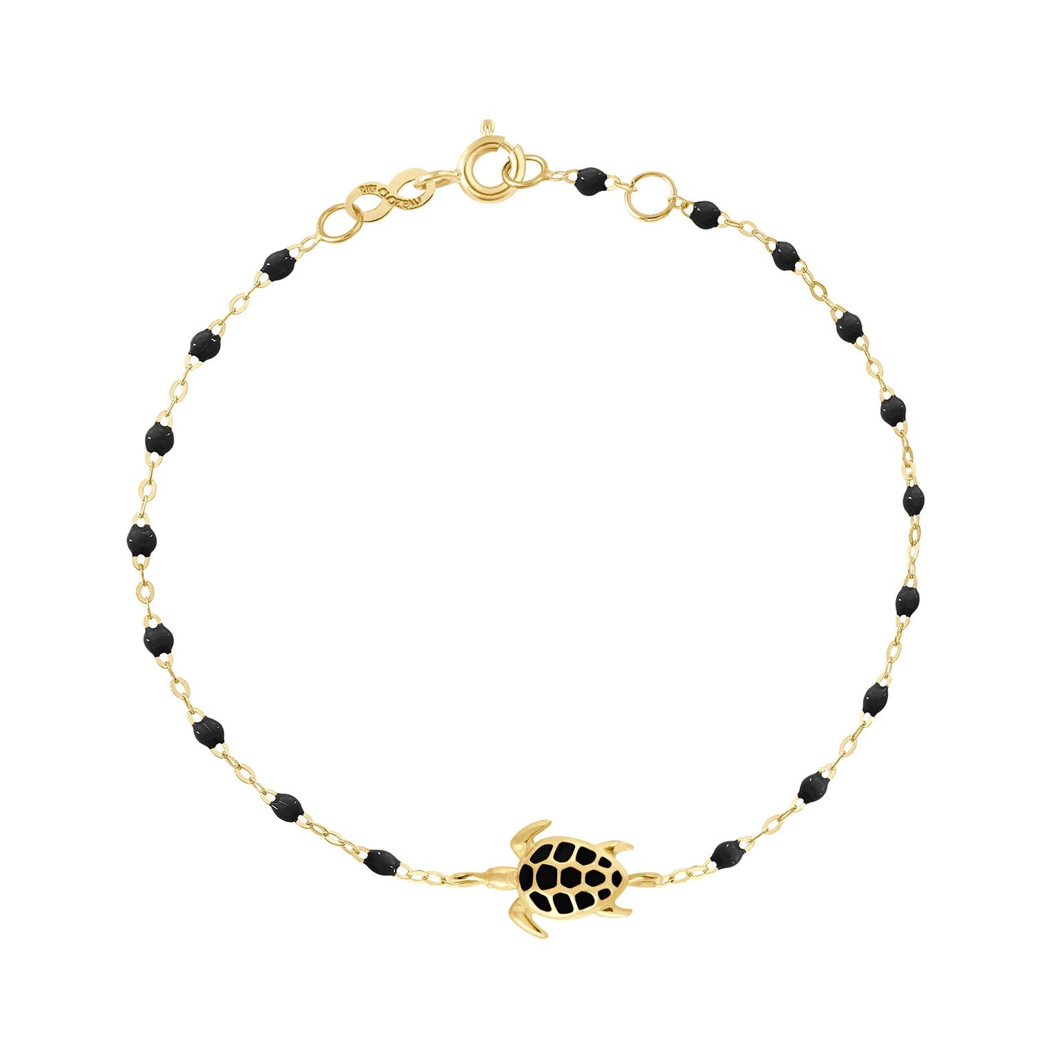 Gigi Clozeau - Bracelet noir Tortue, or jaune, 17 cm