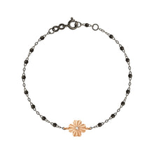 Gigi Clozeau - Bracelet noir Trèfle Lumière, diamant, or noir et rose, 17 cm