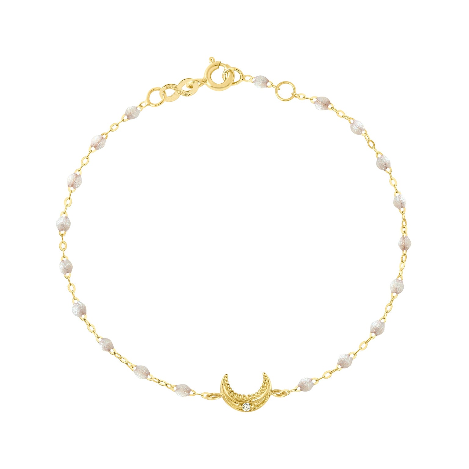 Gigi Clozeau - Bracelet opale Lune, diamant, or jaune, 17 cm