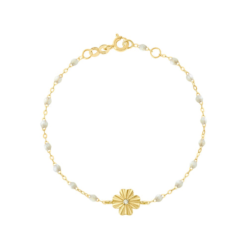 Gigi Clozeau - Bracelet opale Trèfle Lumière, diamant, or jaune, 17 cm