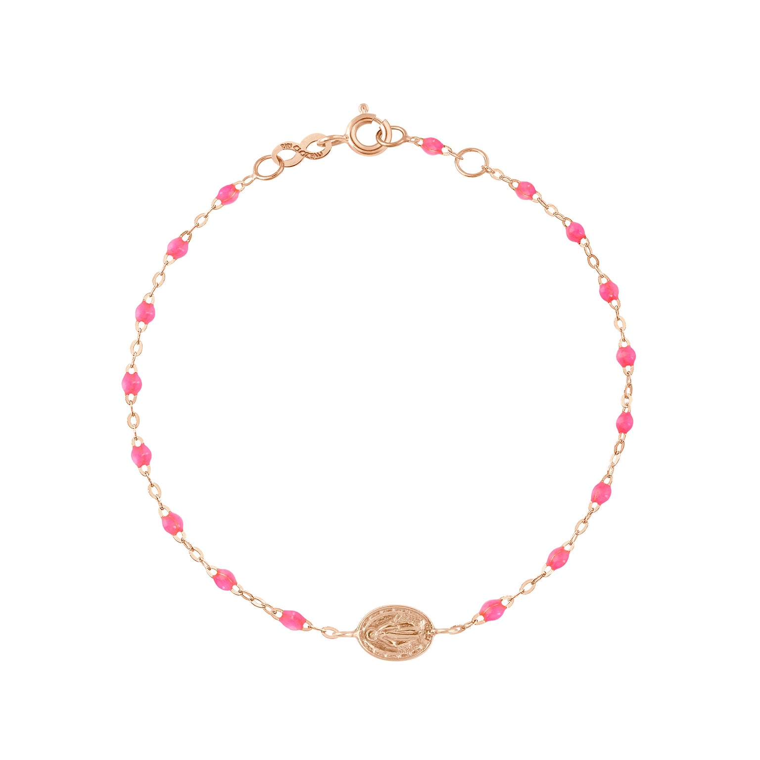 Gigi Clozeau - Bracelet rose fluo Madone or rose, 17 cm 