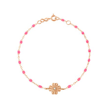 Gigi Clozeau - Bracelet rose fluo Trèfle Lumière, diamant, or rose, 17 cm