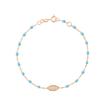 Gigi Clozeau - Bracelet turquoise Clin d’œil diamants, or rose, 17 cm