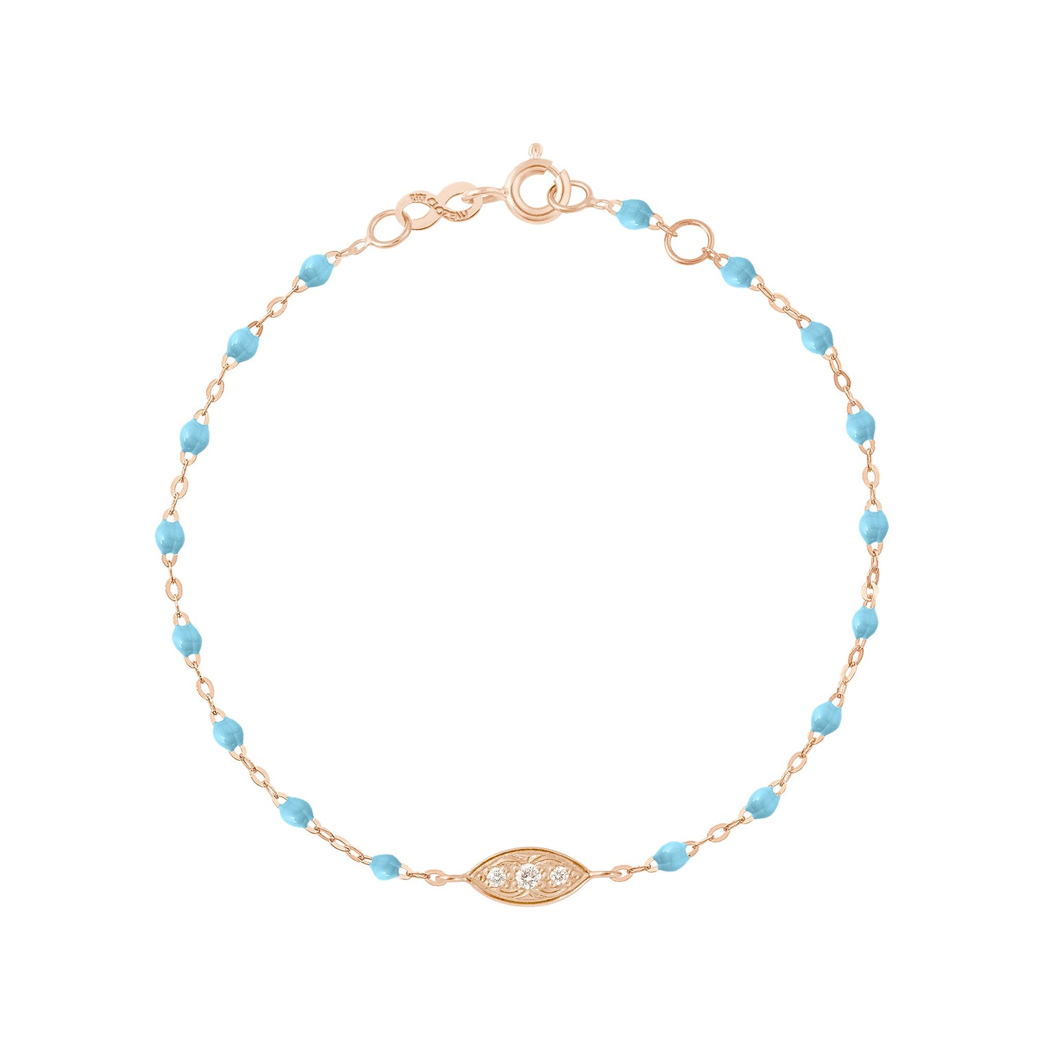 Gigi Clozeau - Bracelet turquoise Clin d’œil diamants, or rose, 17 cm