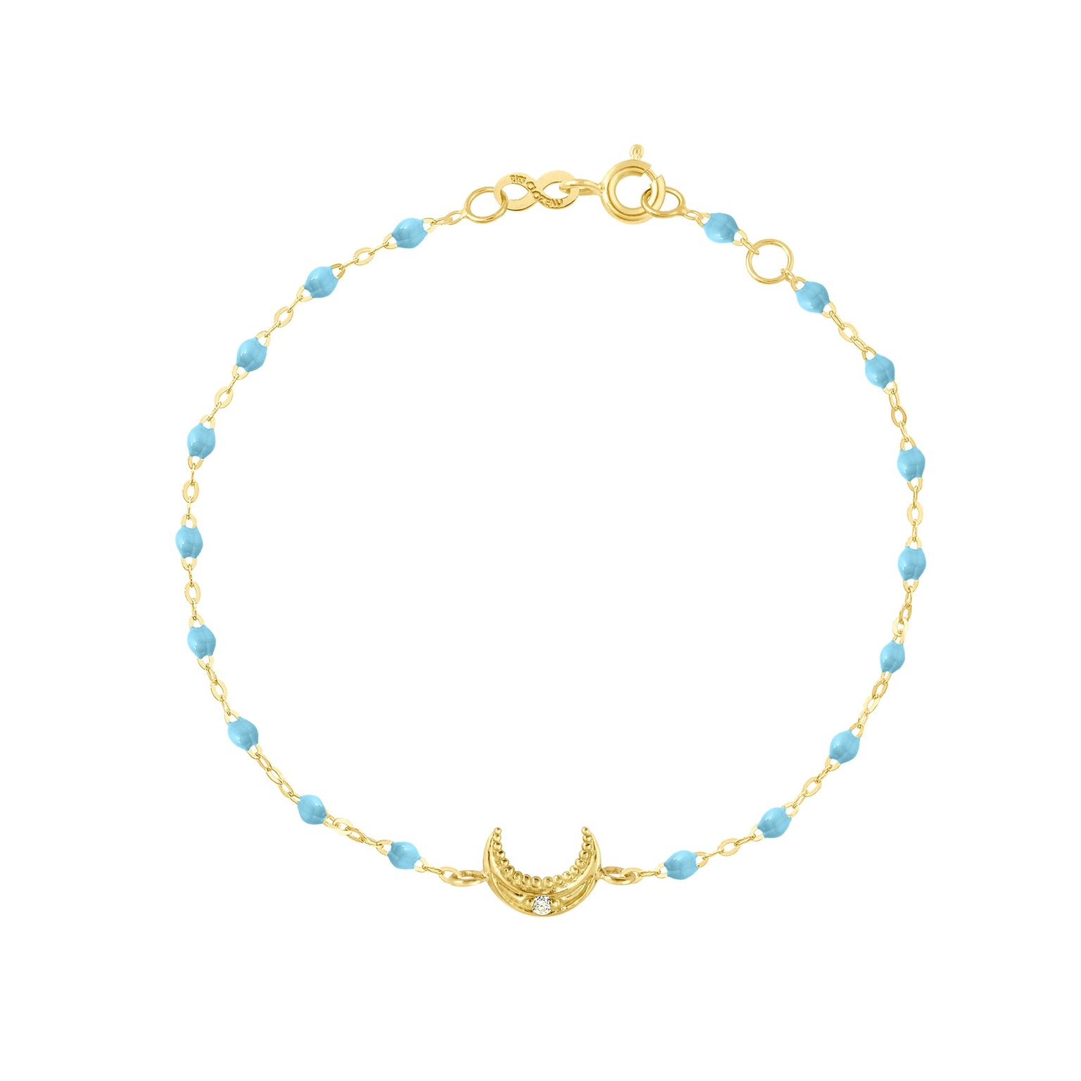 Gigi Clozeau - Bracelet turquoise Lune, diamant, or jaune, 17 cm